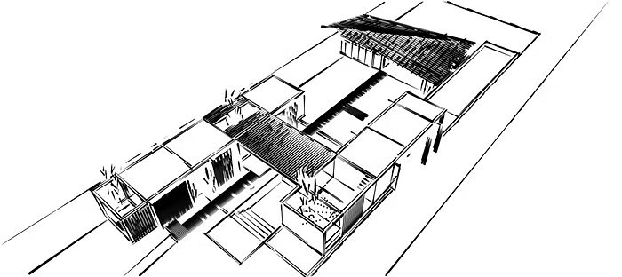 Croquis de Casa Malandra en vista aérea